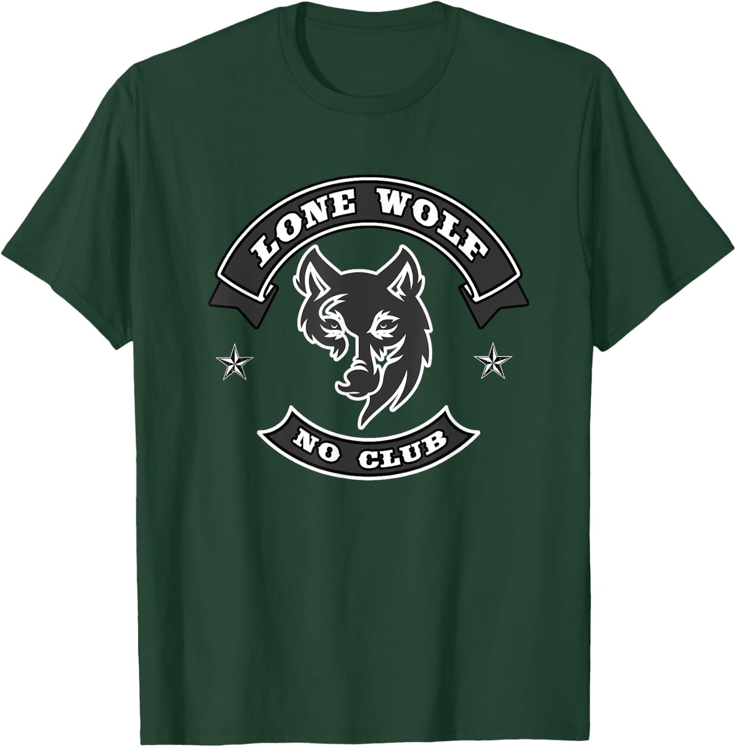 Lone Wolf, No Club Motorcycle Biker Club. Novelty motorbike T-Shirt - T-Shirt | Forest