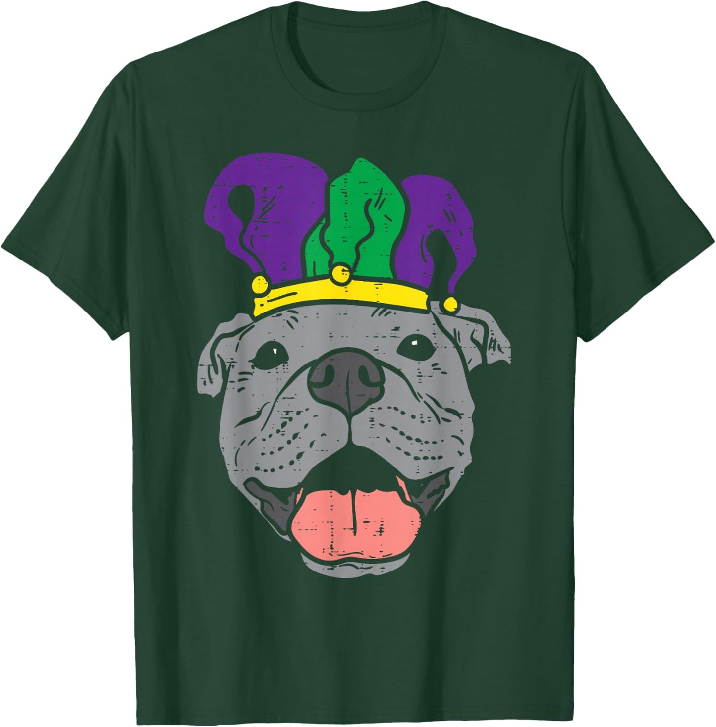 Jester Pitbull Face Mardi Gras Pittie Dog Men Women Kids T-Shirt - T-Shirt | Forest