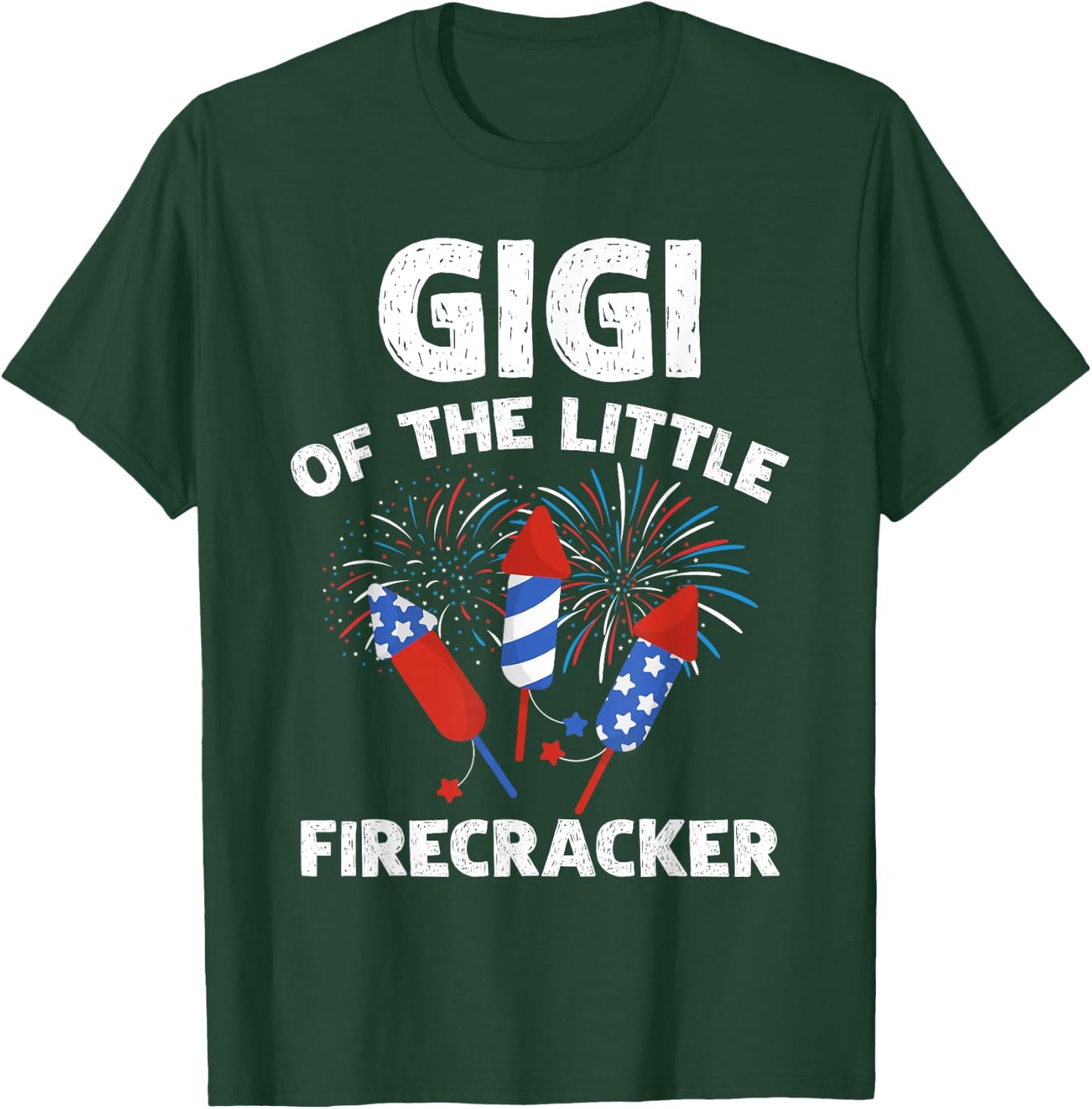 4th of July Birthday Gigi Of The Little Firecracker Gifts T-Shirt - T-Shirt | Forest