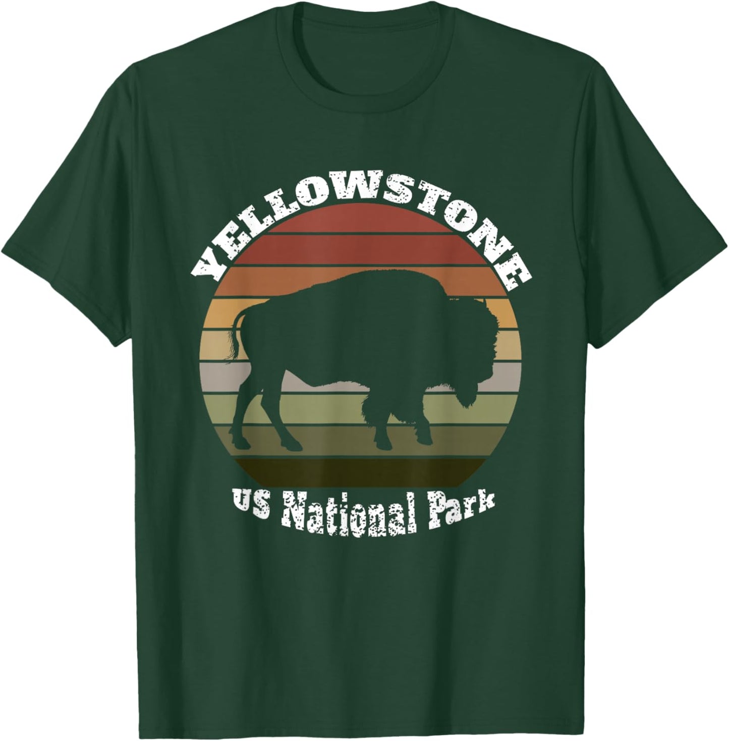 Yellowstone National Park Vintage Retro Buffalo T-Shirt - T-Shirt | Forest