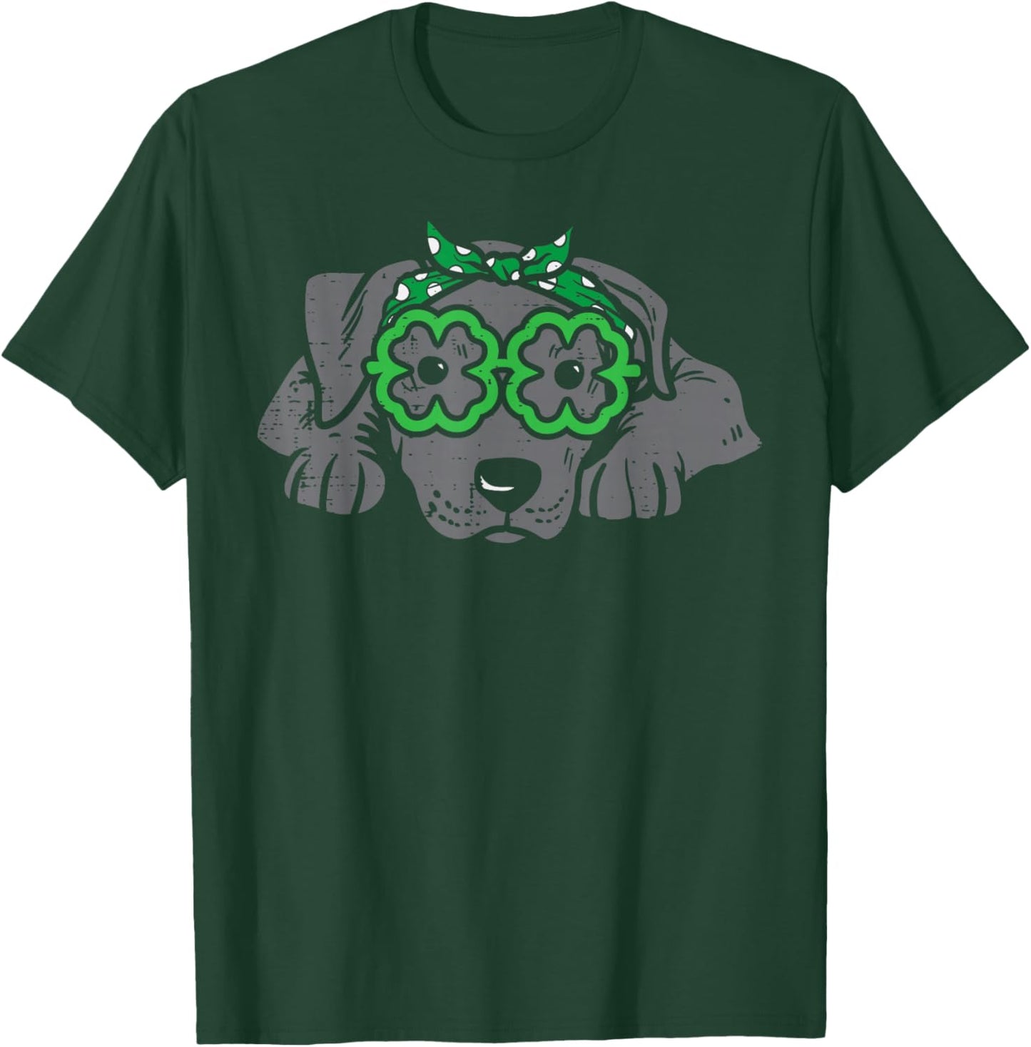 Pitbull Headband Shamrock Glasses St Patricks Day Dog Gift T-Shirt - T-Shirt | Forest