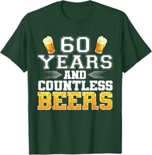 Vintage 60 Years and Countless Beers 60th Birthday Drinker T-Shirt - T-Shirt | Forest