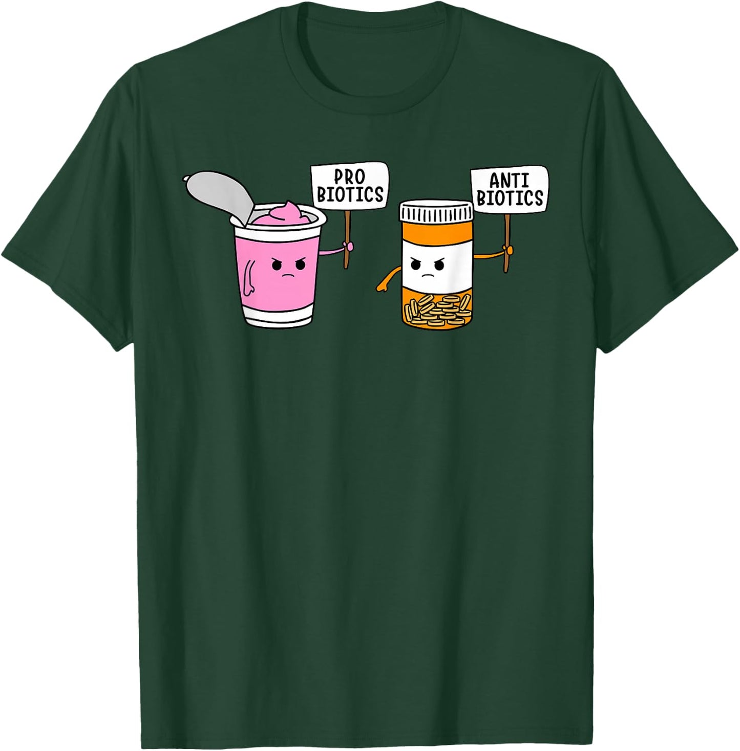 Probiotics Antibiotic Fun Medical Cartoon Pun Shirts T-Shirt - T-Shirt | Forest
