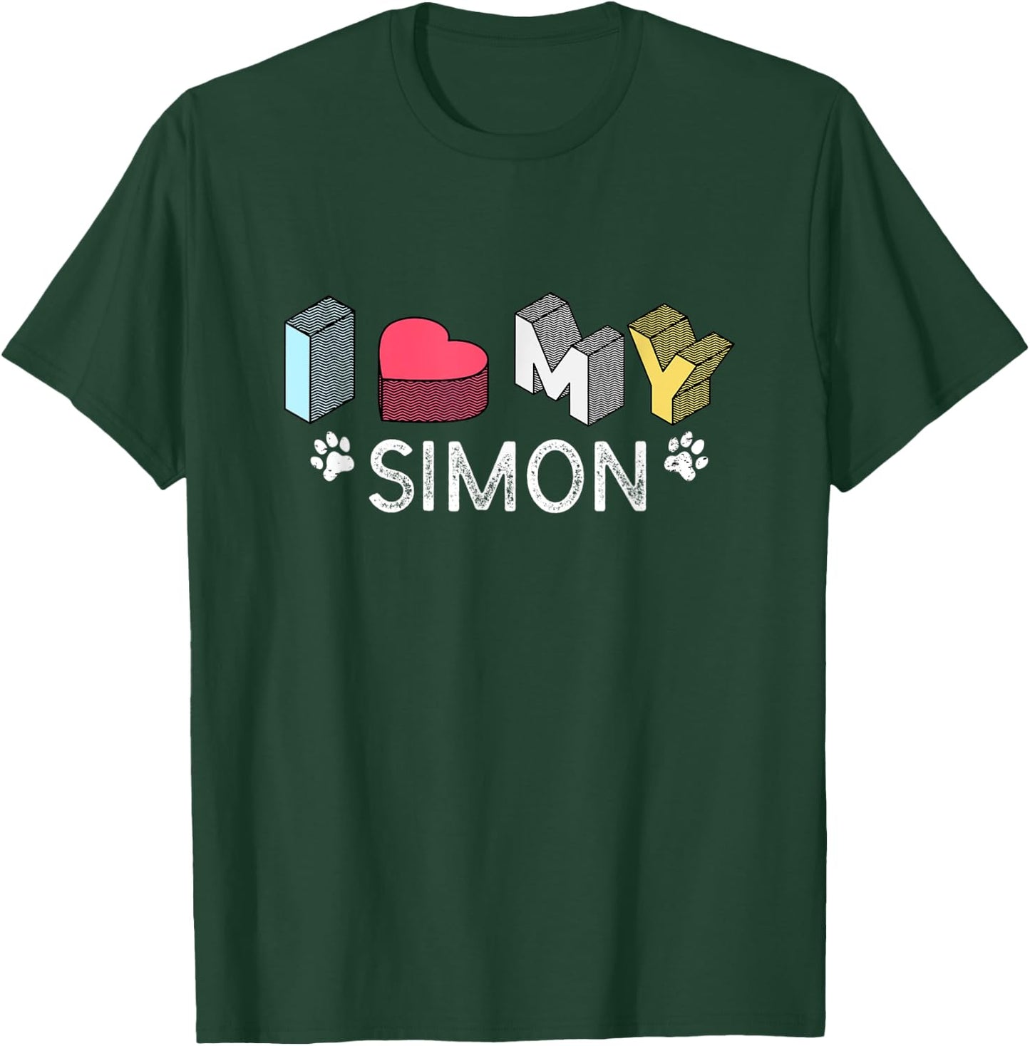Simon Personalized Dog Name Simon Pet Lover Women Kids T-Shirt - T-Shirt | Forest
