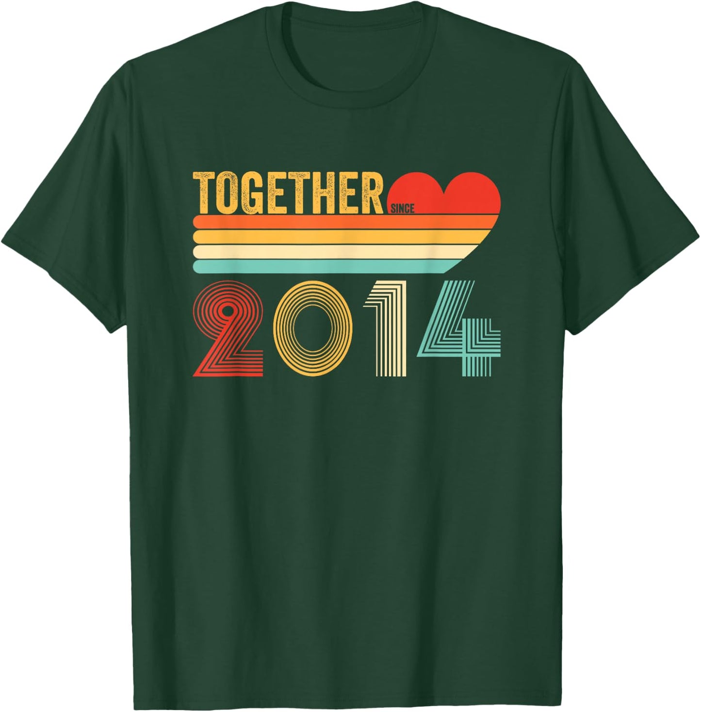 Together Since 2014 Couple Retro Anniversary Shirt T-Shirt - T-Shirt | Forest