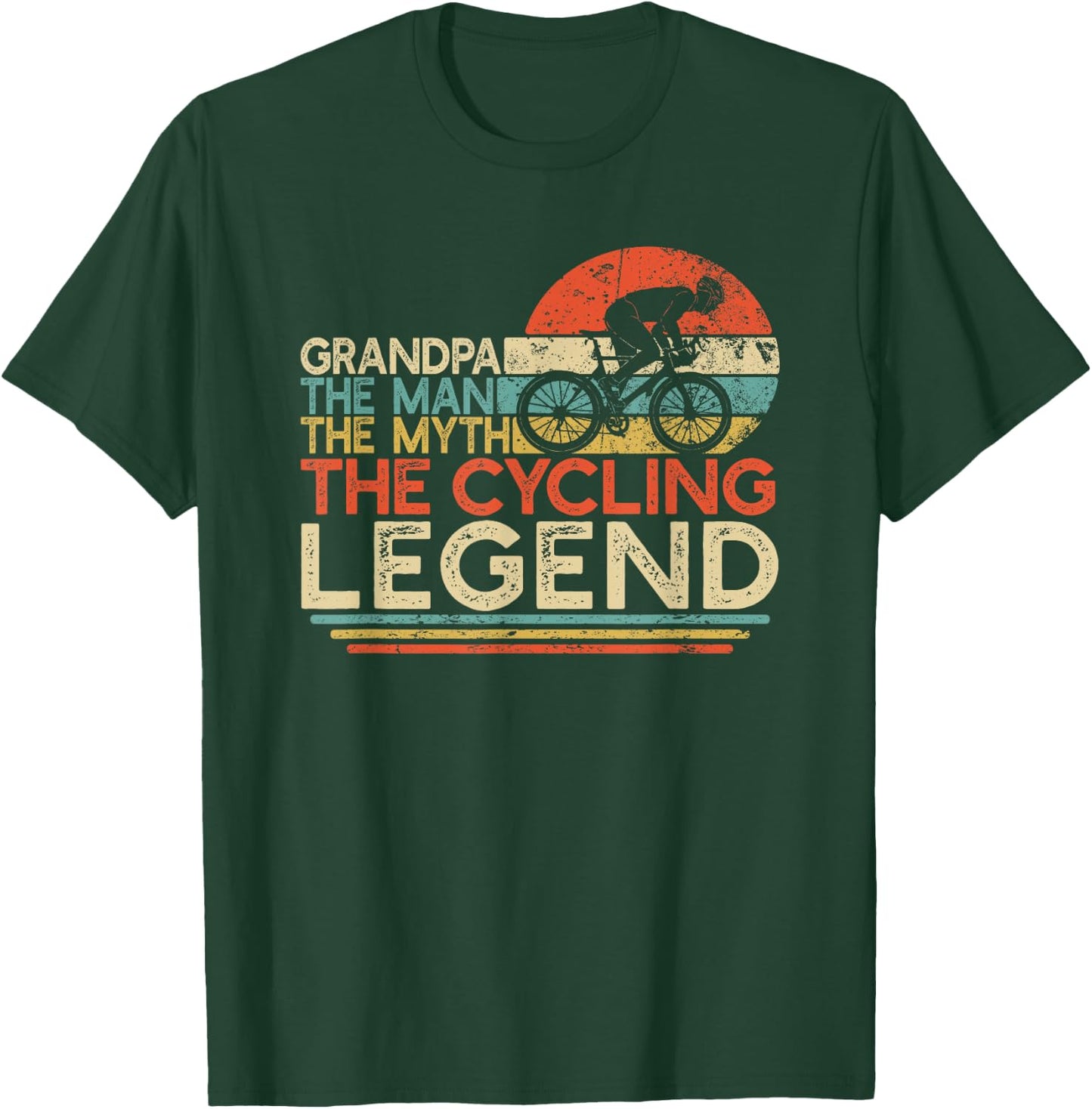 Vintage Cycling Grandpa The Man The Myth The Legend Cyclist T-Shirt - T-Shirt | Forest