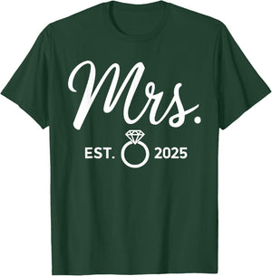 Mr. & Mrs. Engagement Just Married Wedding Couples -Adults Black Size Small T-Shirt - T-Shirt | Forest