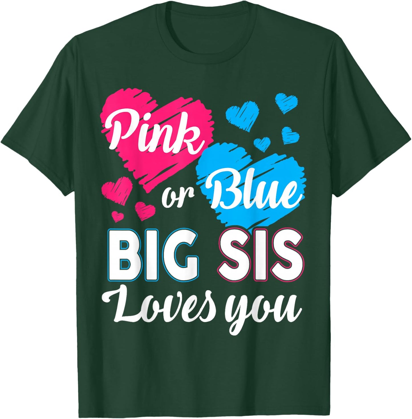 Gender Reveal Shirt for Big Sister Baby Shower Pink Blue T-Shirt - T-Shirt | Forest