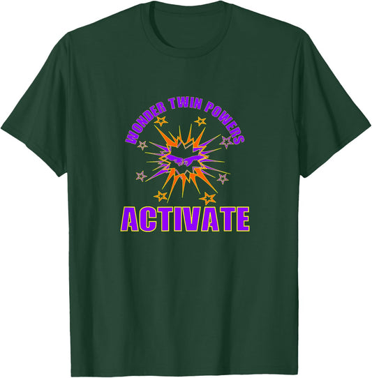 Wonder Twin Powers Activate Funny Siblings Gift -Adults Black Cotton Blend Small T-Shirt - T-Shirt | Forest