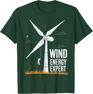 Wind Energy Expert Windmill Engineer Tech Fan Wind Turbine T-Shirt - T-Shirt | Forest