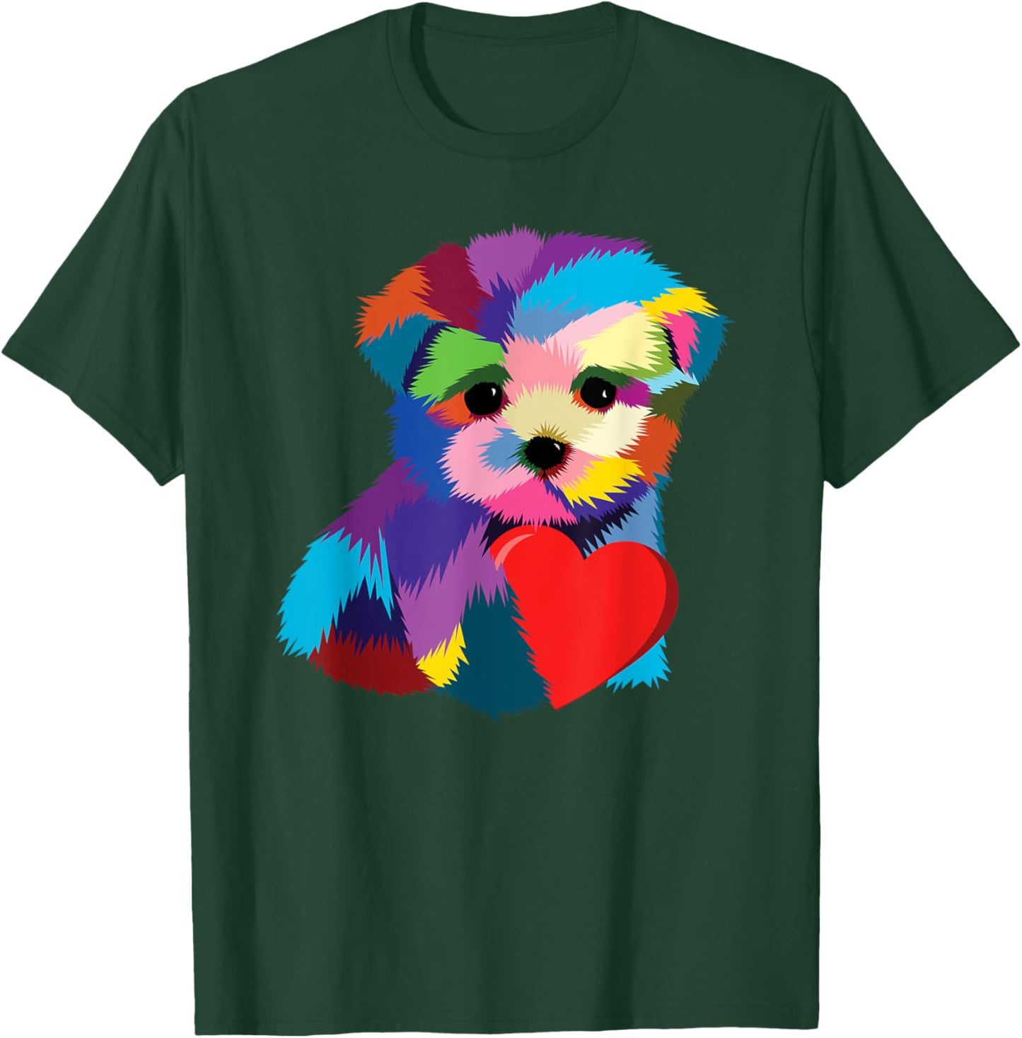 Cute Dog Rescue Gift Men Teens Rainbow Puppy Heart T-Shirt - T-Shirt | Forest
