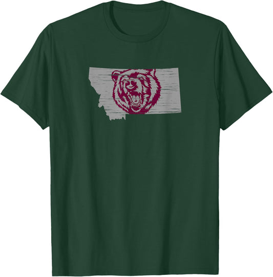 Roaring Grizzly Bear in the State of Montana T-Shirt - T-Shirt | Forest