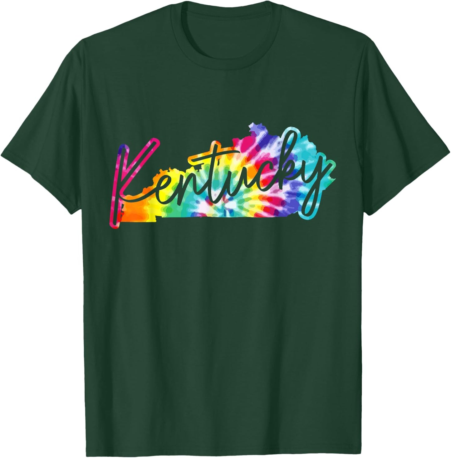 Kentucky Tie Dye State Map Pride Hippie Vintage Retro T-Shirt - T-Shirt | Forest