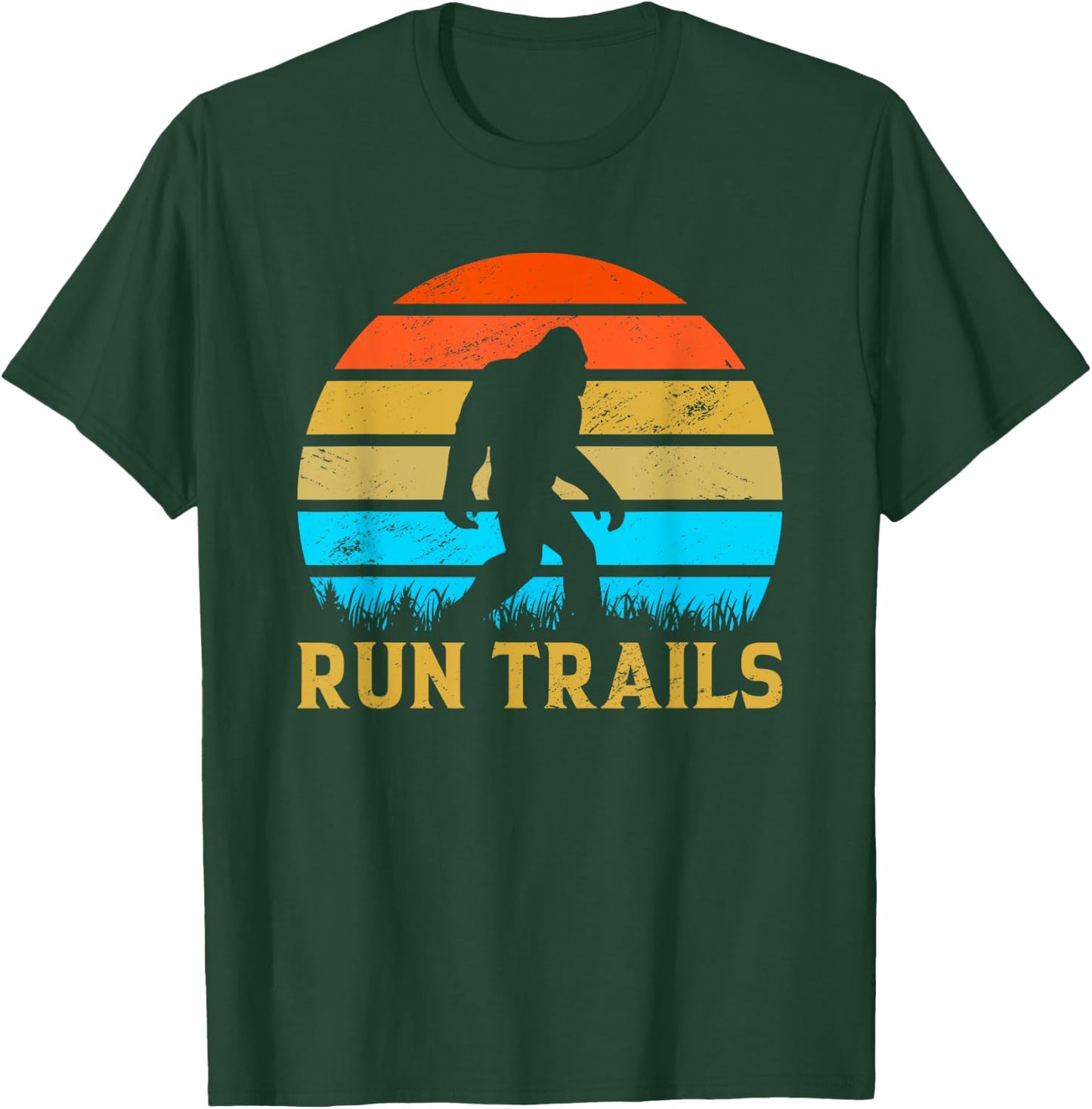 Run Trails Bigfoot Runner Yeti Believer Running Sasquatch T-Shirt - T-Shirt | Forest