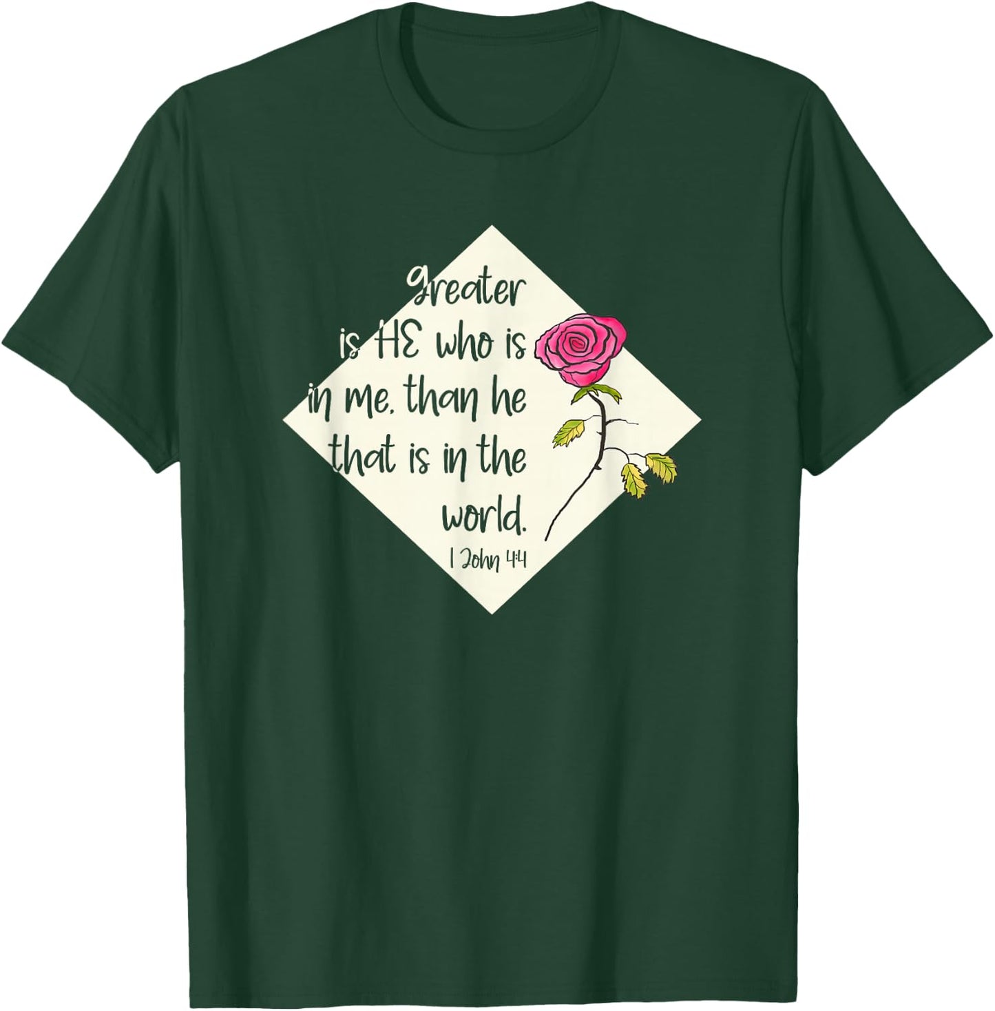 Greater Is He Who Is In Me Christian Faith Encouragement T-Shirt - T-Shirt | Forest