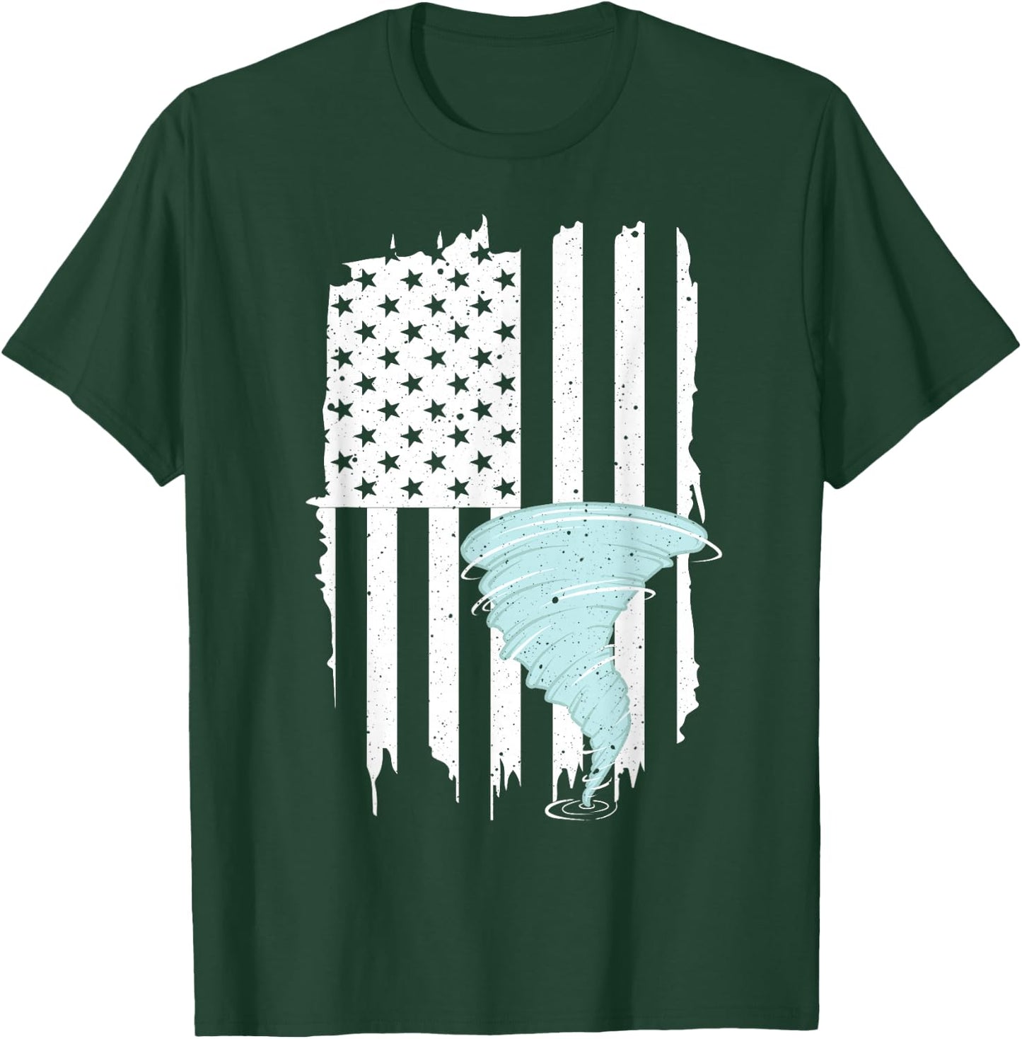 Tornado US Flag Hurricane Storm Tornado Chaser Men Women T-Shirt - T-Shirt | Forest