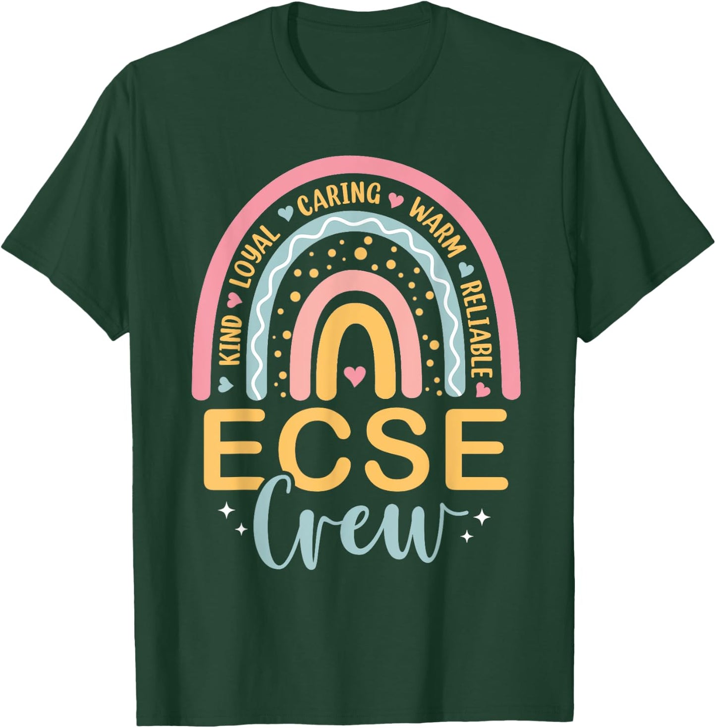 Early Childhood Special Education SPED Rainbow ECSE Crew T-Shirt - T-Shirt | Forest