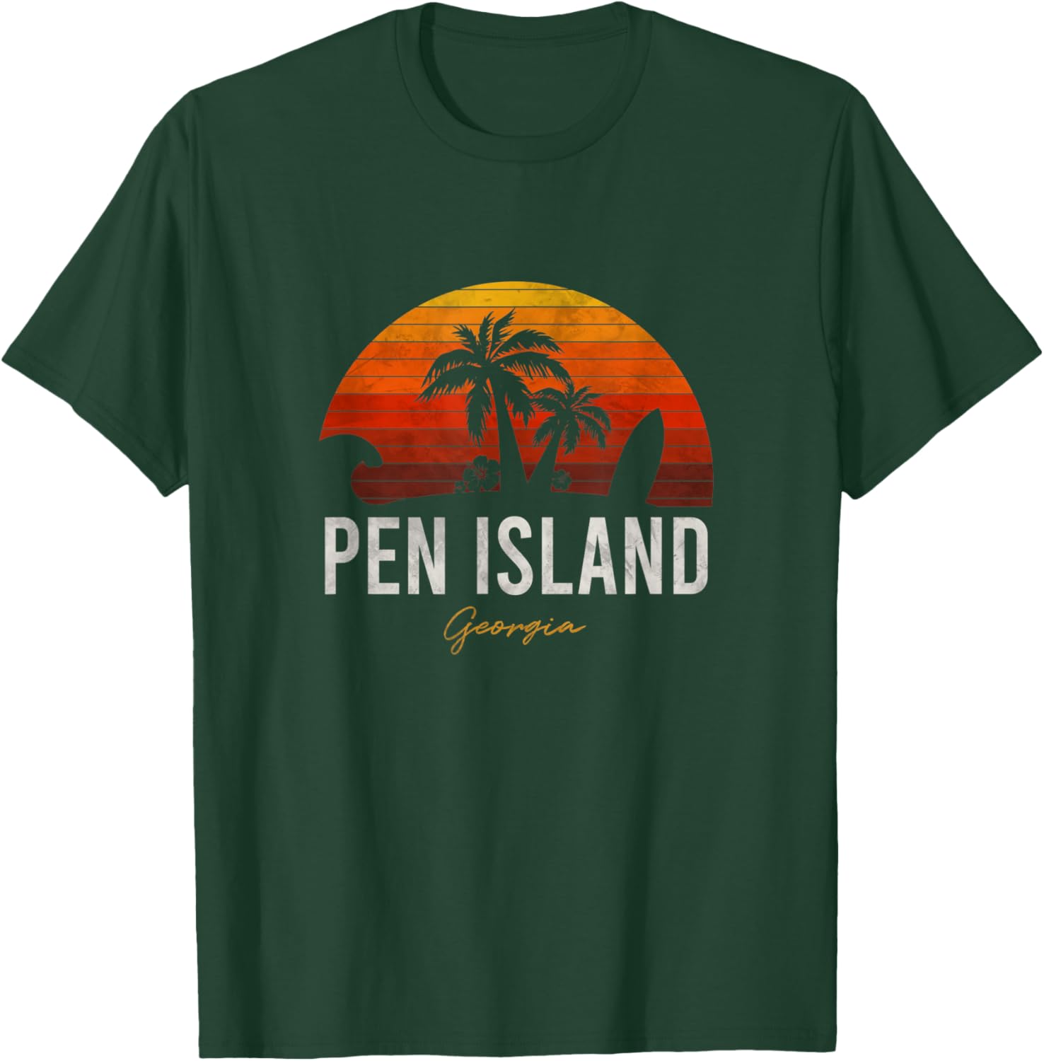 Pen Island Beach Georgia GA Palms Vacation Surf Sundown Men Women Kids T-Shirt - T-Shirt | Forest