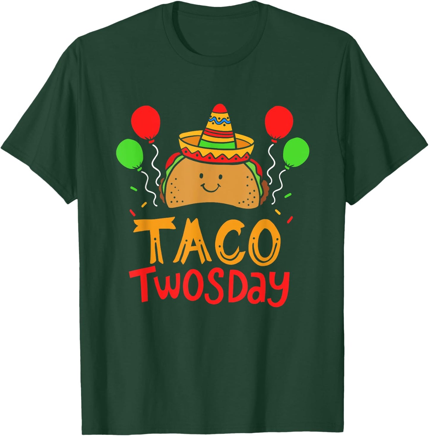 Taco Twosday Cinco De Mayo 2 Year Old Boy Girl Birthday Gift T-Shirt - T-Shirt | Forest