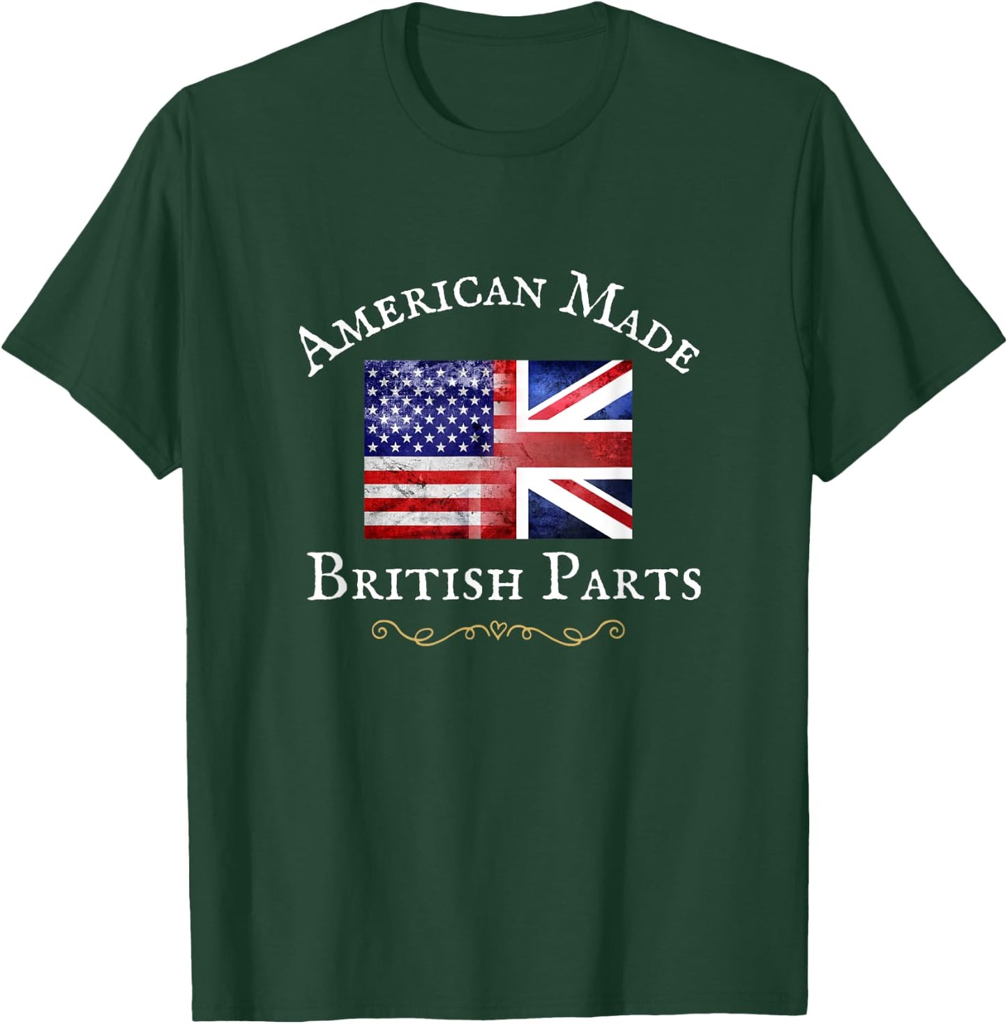 American Made British Parts, Women, Men, Usa British Flag T-Shirt - T-Shirt | Forest