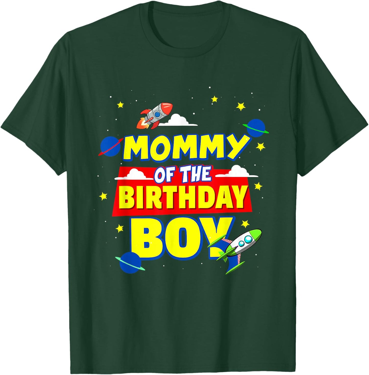 Mommy Of The Birthday Astronaut Boy Outer Space Theme Party T-Shirt - T-Shirt | Forest