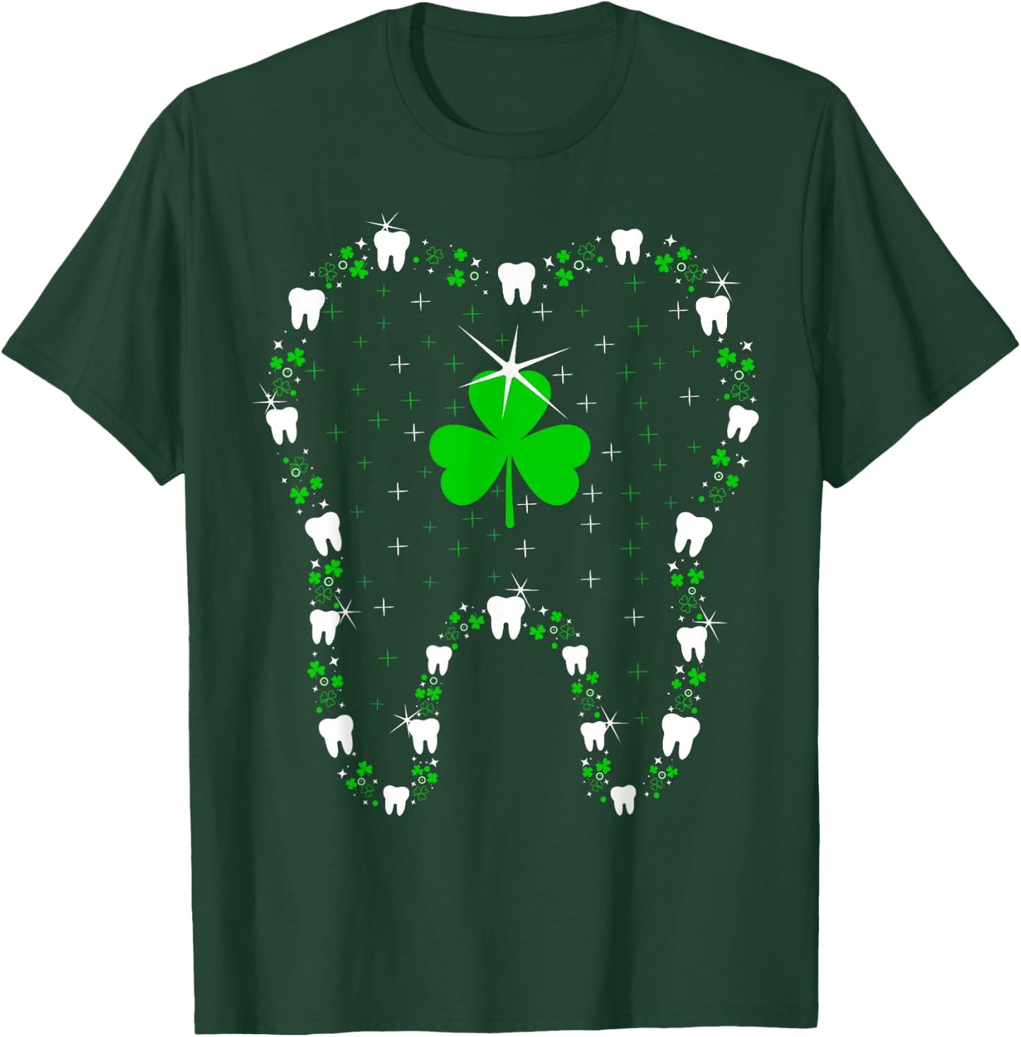 Teeth Dental Shamrock Leaf Tooth Dentist St. Patrick's Day T-Shirt - T-Shirt | Forest