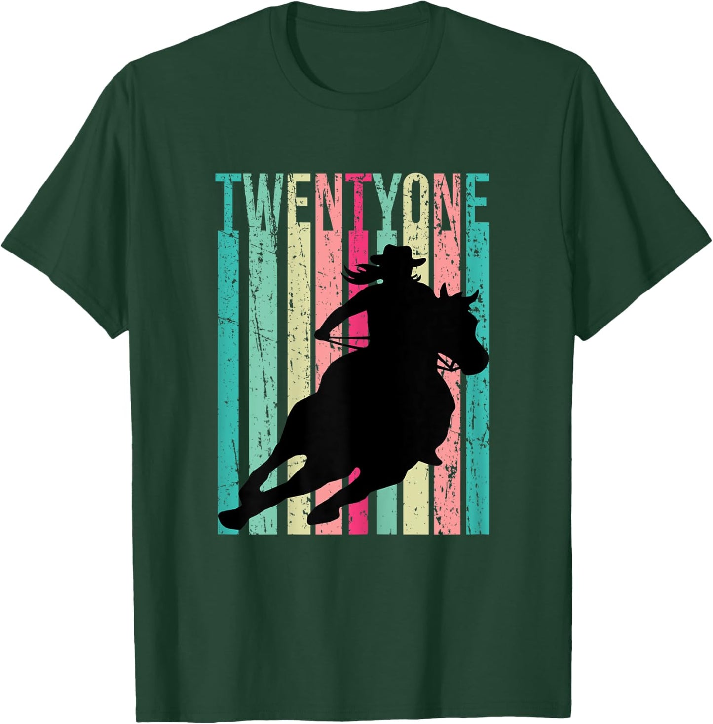 Retro Rodeo 21st Birthday Horse Lover Cowgirl Country 21 T-Shirt - T-Shirt | Forest