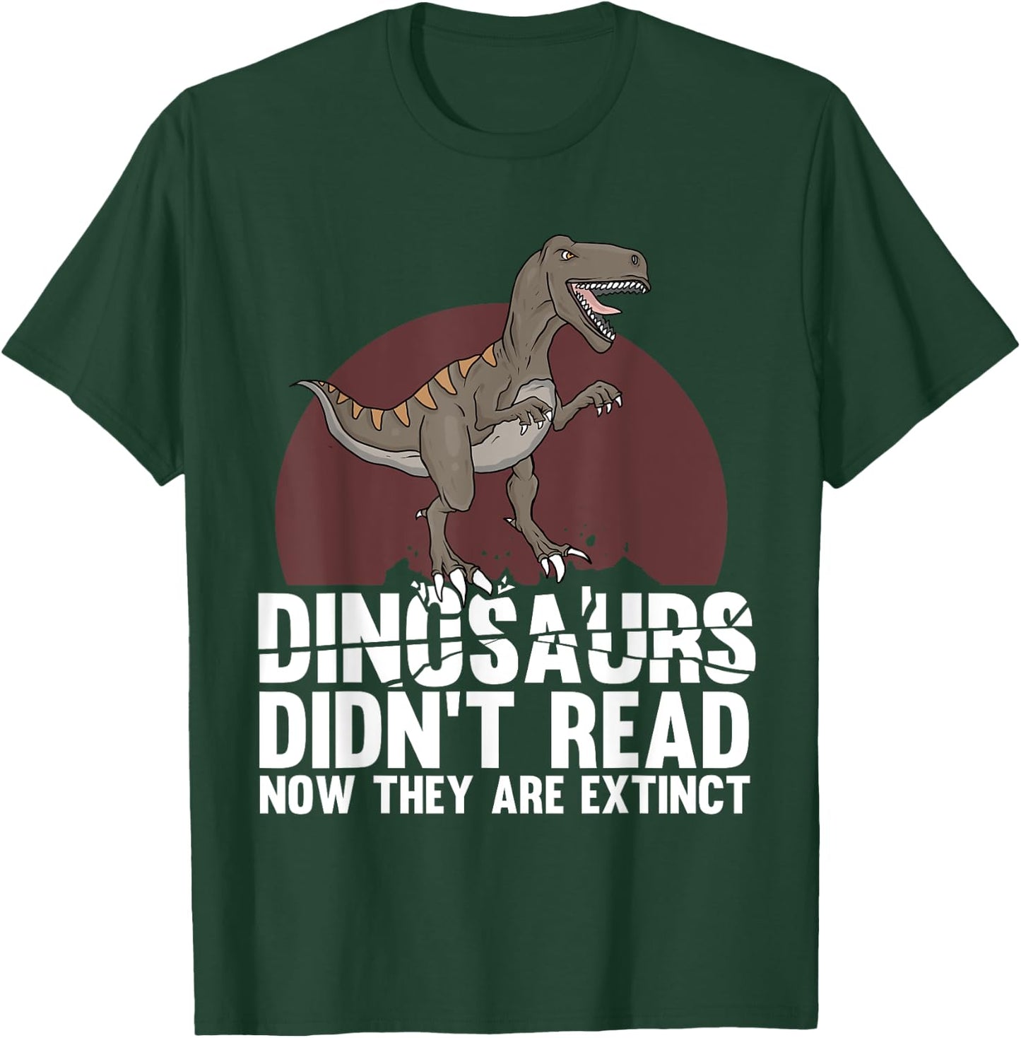 Cool Reading Teacher Women Read Books Dinosaur Book T-Shirt - T-Shirt | Forest
