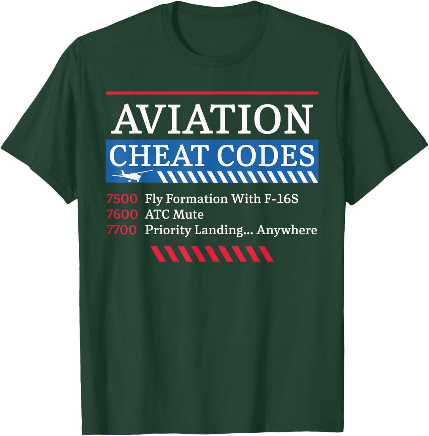 Airplane Pilot Aviation Cheat Codes 7500 Fly Formation With T-Shirt - T-Shirt | Forest