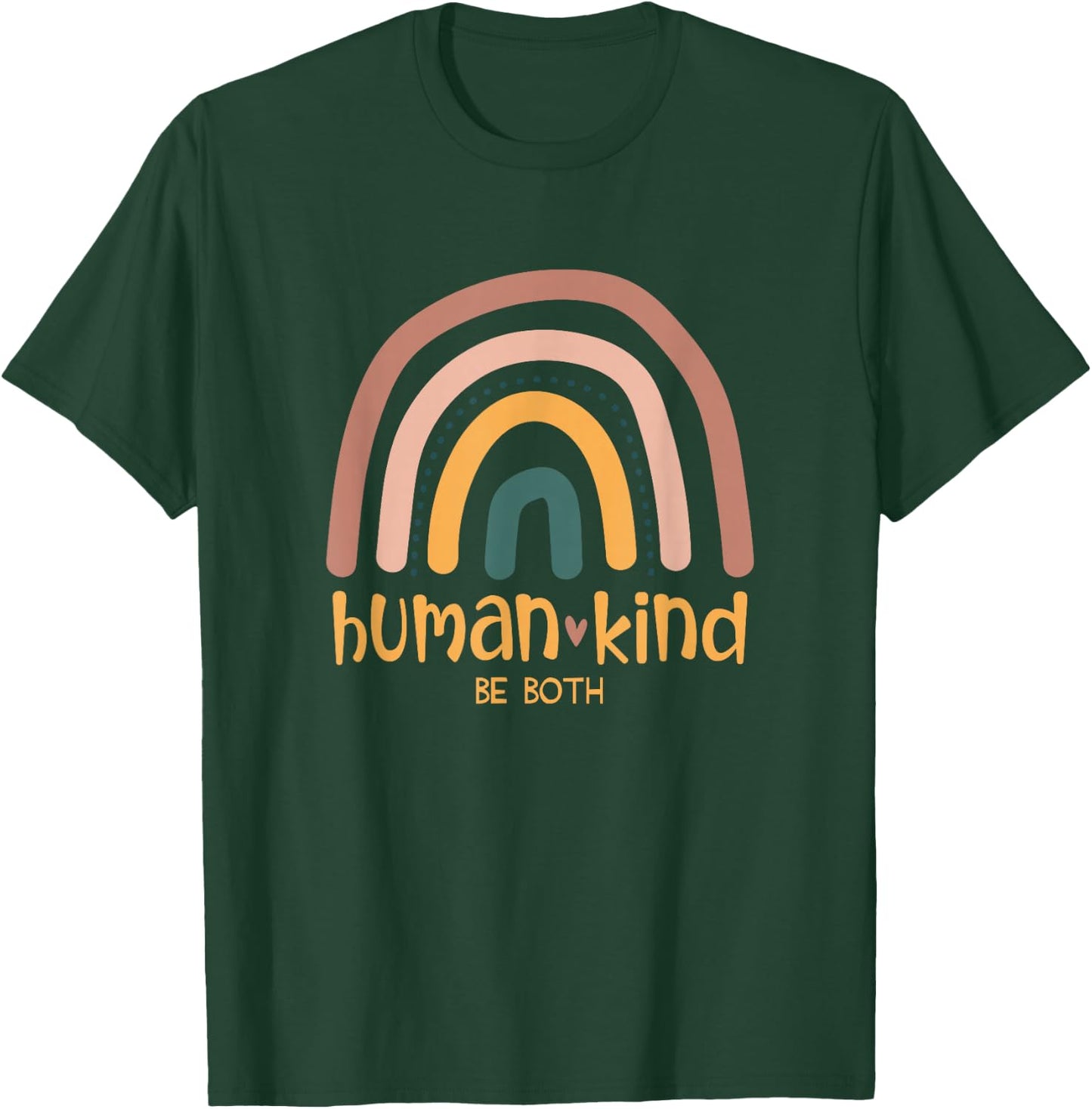 Human Kind Be Both Equality Kindness Humankind Retro Rainbow T-Shirt - T-Shirt | Forest