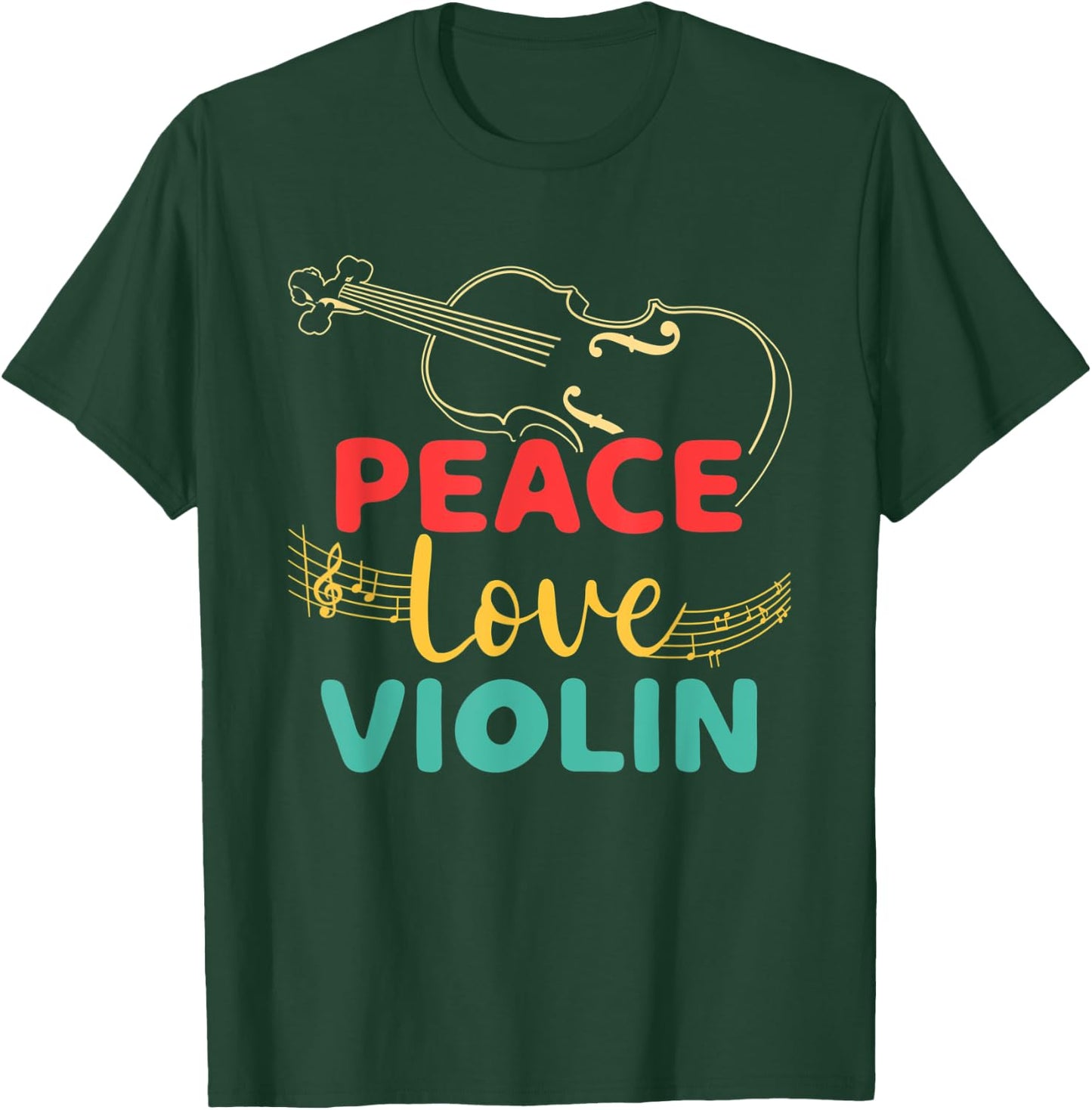 Peace Violin Love Fiddle Player Violinist Instrument Concert T-Shirt - T-Shirt | Forest