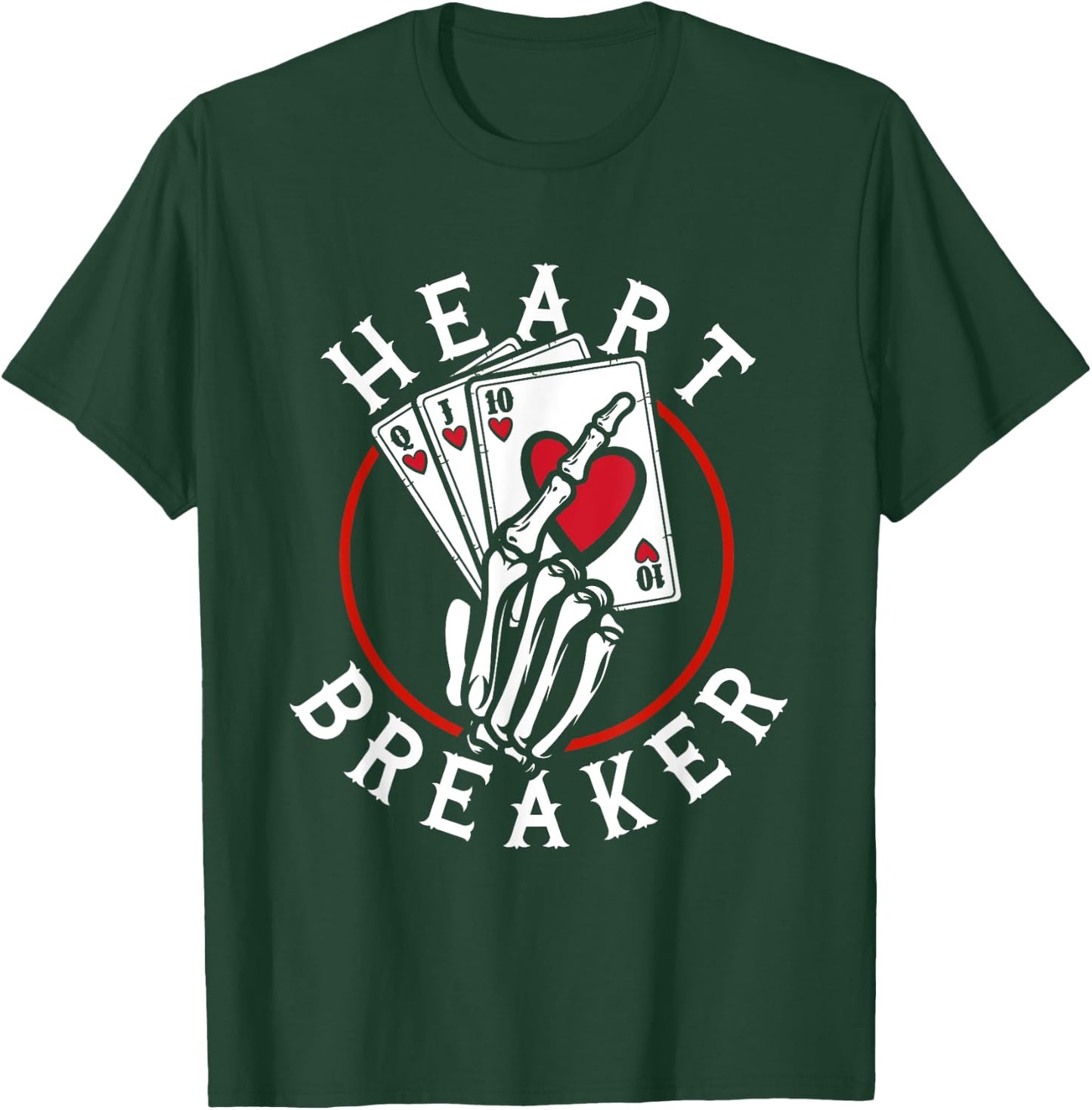 Heart Breaker Skeleton Playing Cards Poker Casino Love Game T-Shirt - T-Shirt | Forest