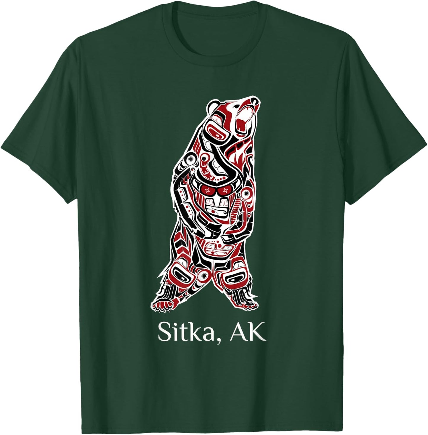 Sitka Alaska Native American Indian Brown Grizzly Bear Gift T-Shirt - T-Shirt | Forest