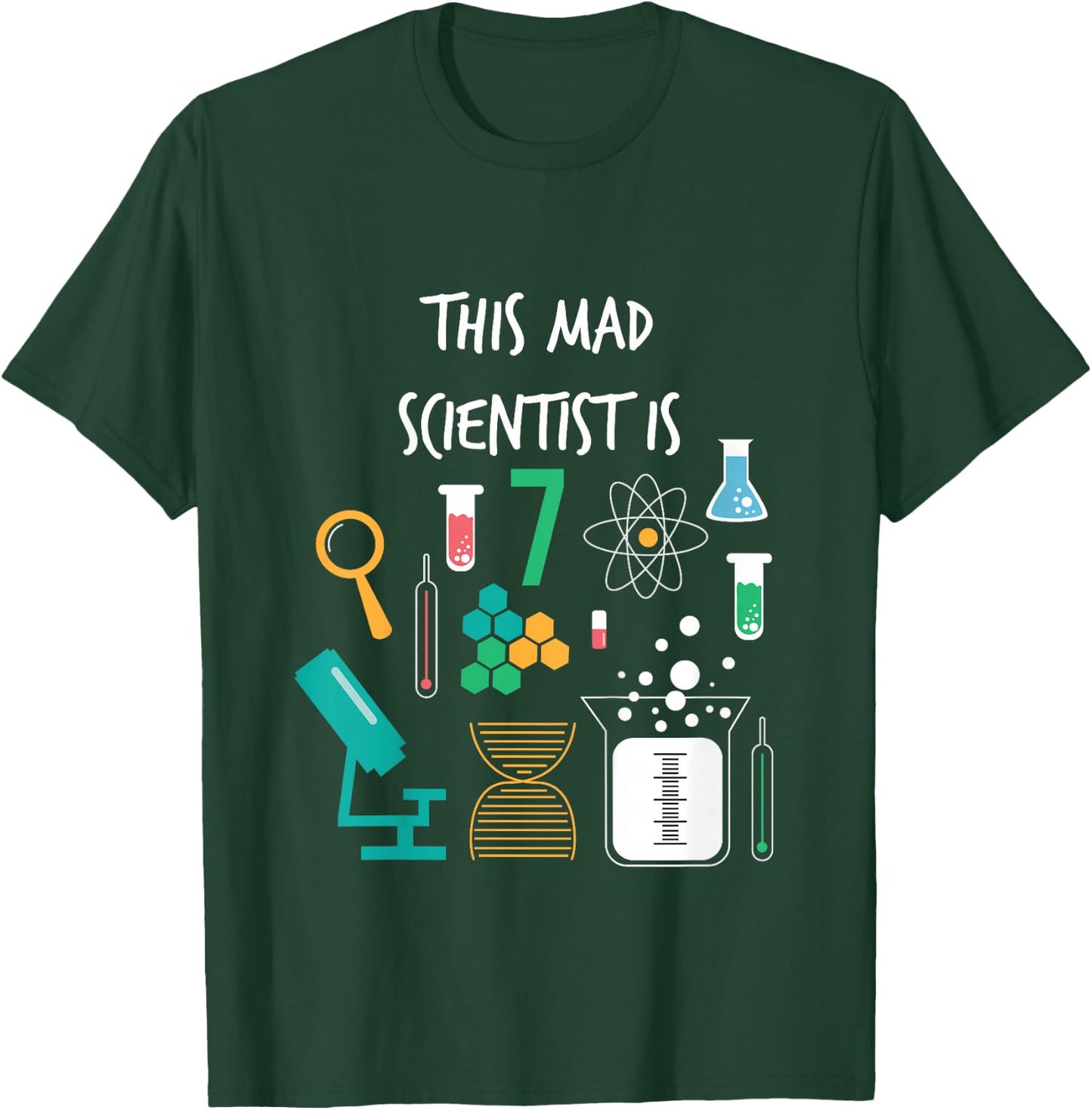 Mad Scientist Is 7 Years Old Funny Science Birthday T Shirt T-Shirt - T-Shirt | Forest