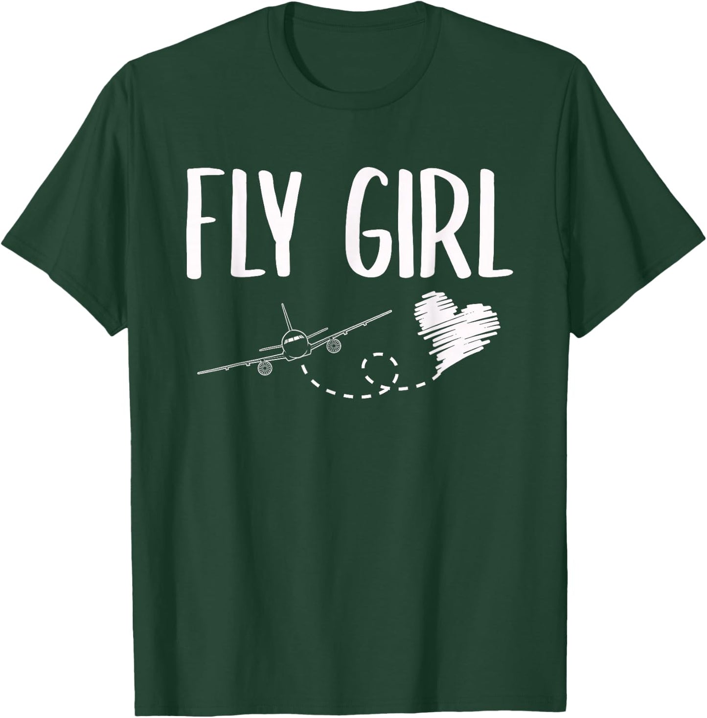 Plane Airplane Flying Travel Flight Attendant Fly Girl Heart T-Shirt - T-Shirt | Forest