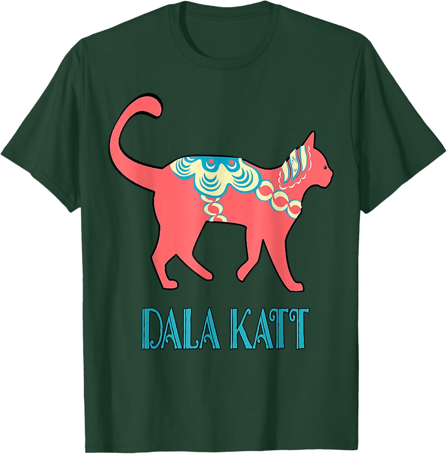 Swedish Dala Cat Dalecarlian Horse Kitty Katt Cat Nordic T-Shirt - T-Shirt | Forest