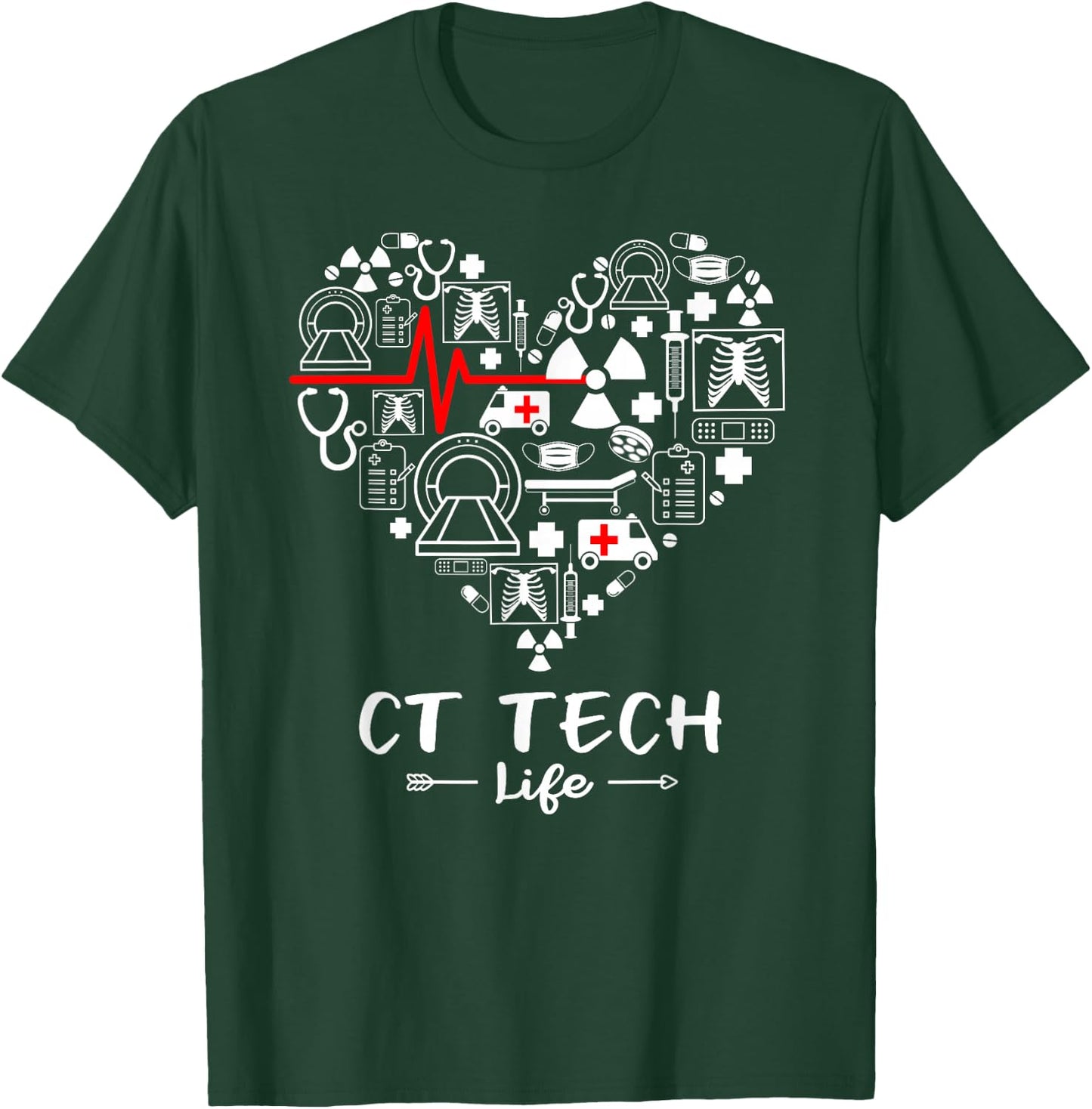 CT Tech Life Heart Funny Technologist T-Shirt - T-Shirt | Forest