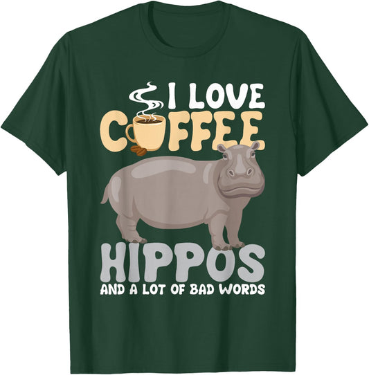 I Love Coffee - Hippopotamus Zoo Animal Hippo Lover Wildlife T-Shirt - T-Shirt | Forest