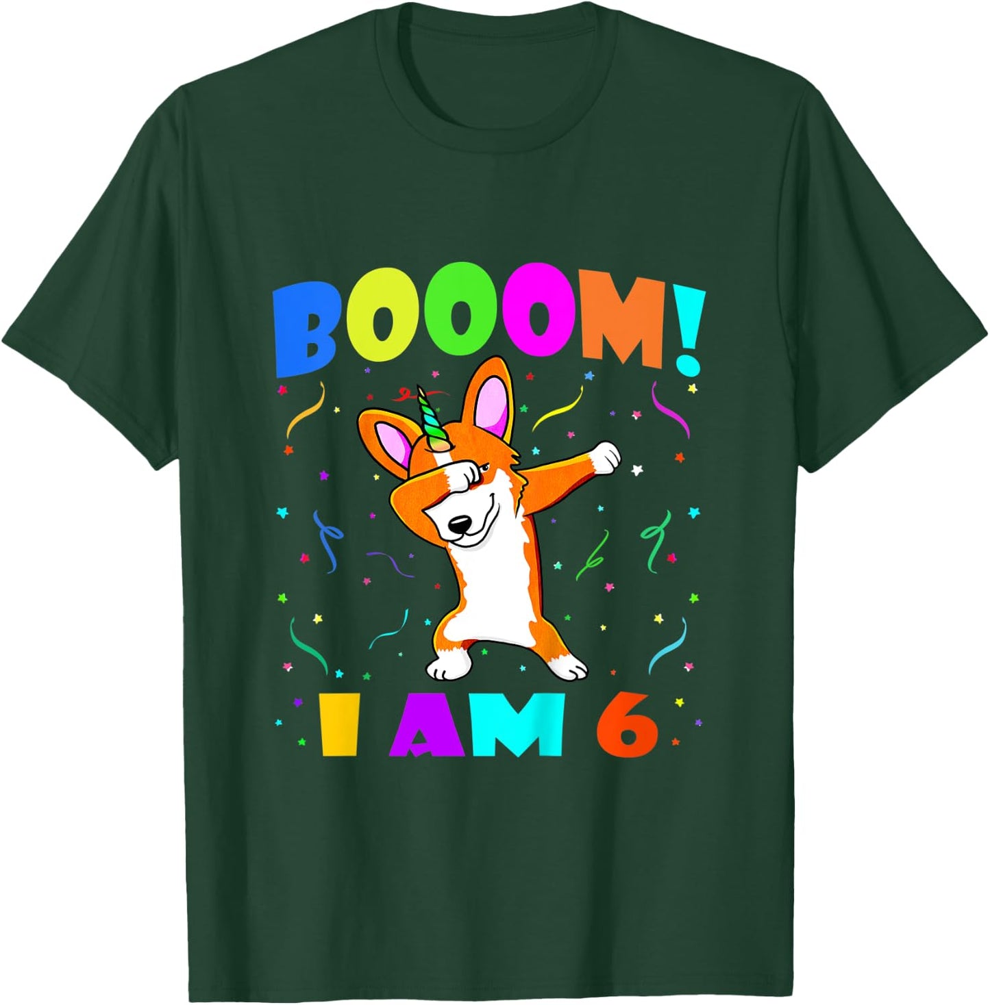 Kids Dabbing Corgicorn Booom! I Am 6 Boy Girl 6th Birthday Outfit T-Shirt - T-Shirt | Forest
