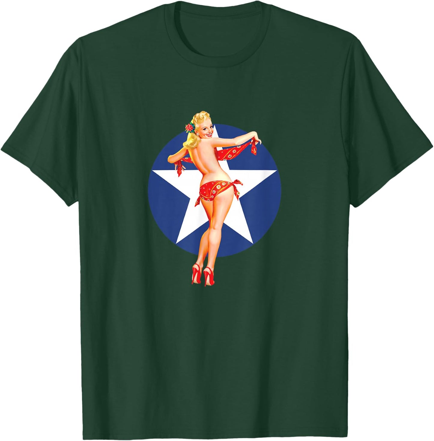 Patriotic Vintage Sexy Pinup Girl T-Shirt - T-Shirt | Forest