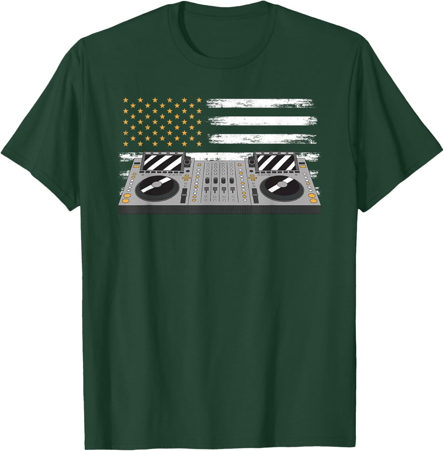 American Flag Sound Mixer 4th of July Patriotic DJ T-Shirt - T-Shirt | Forest