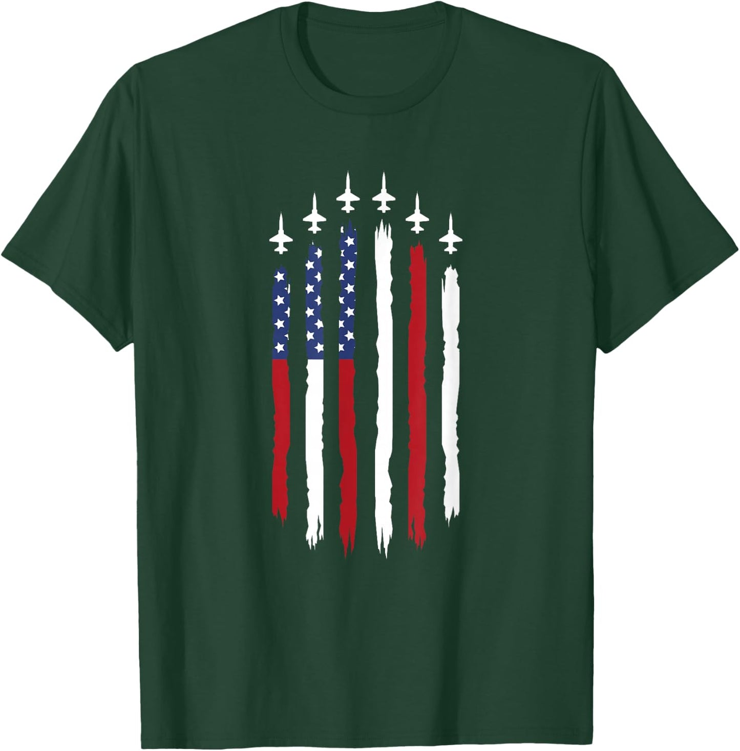 Patriotic Red White Blue USA Flag Fighter Jets 4th of July T-Shirt - T-Shirt | Forest