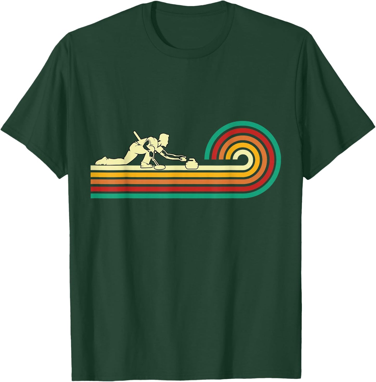 Curler sliding Curling Stone Retro Curling T-Shirt - T-Shirt | Forest