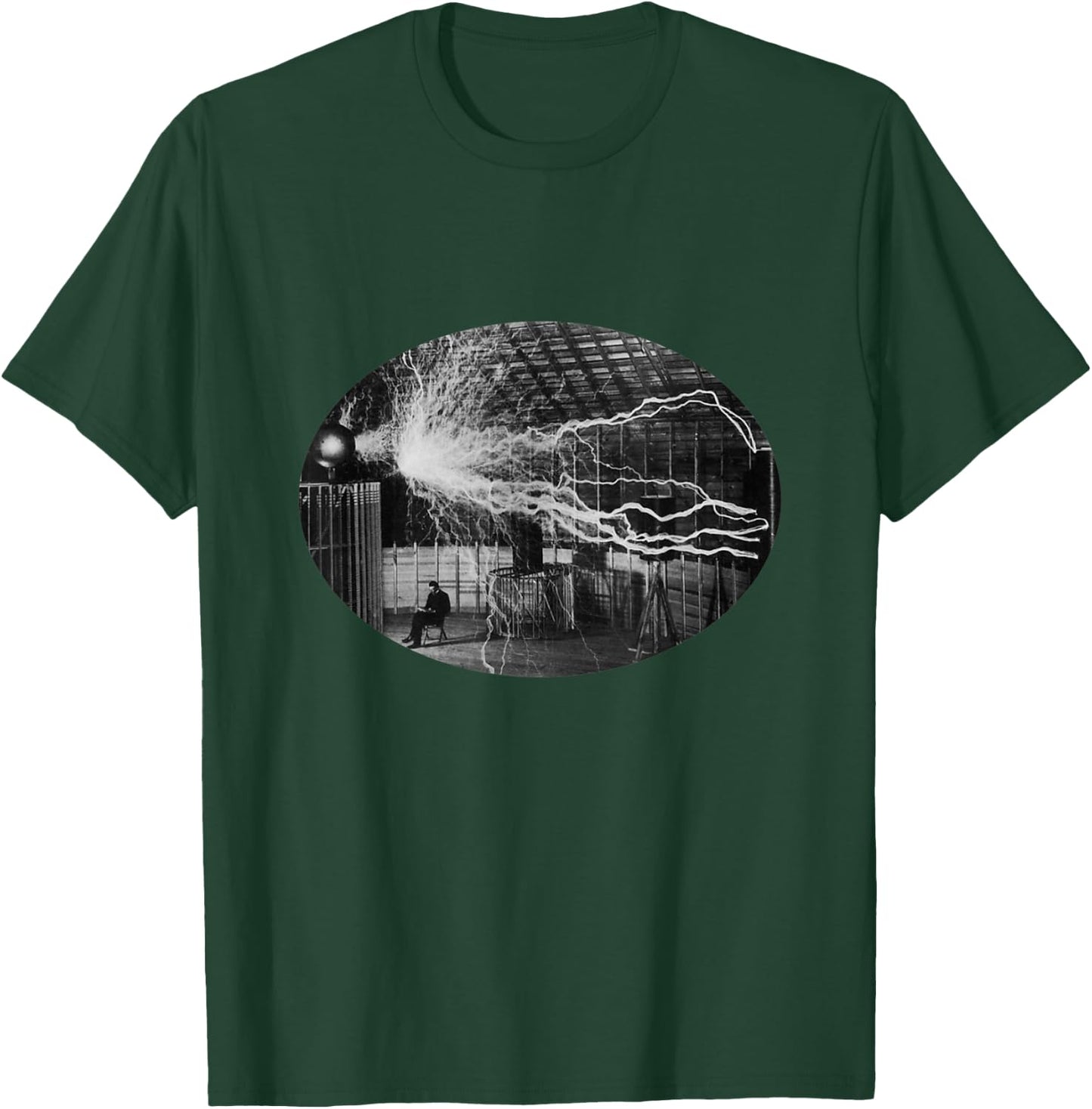Nikola Tesla | Tesla with Tesla Coil Historical Shirt T-Shirt - T-Shirt | Forest