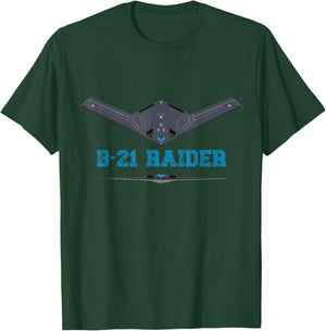 B21 Raider Stealth Bomber Plane; USA Aircraft Aviation T-Shirt - T-Shirt | Forest