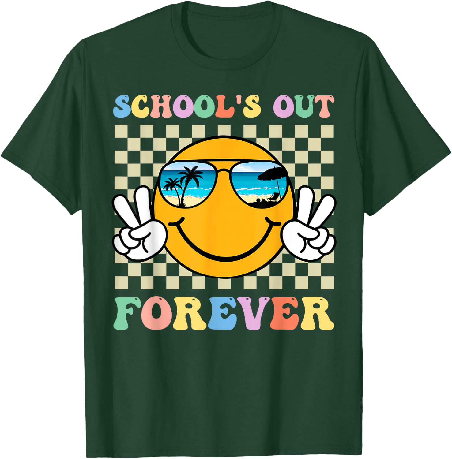 Retro Groovy School's Out Forever Retired Teacher Retirement T-Shirt - T-Shirt | Forest
