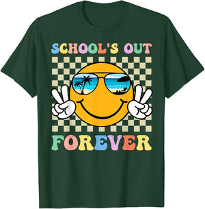 Retro Groovy School's Out Forever Retired Teacher Retirement T-Shirt - T-Shirt | Forest