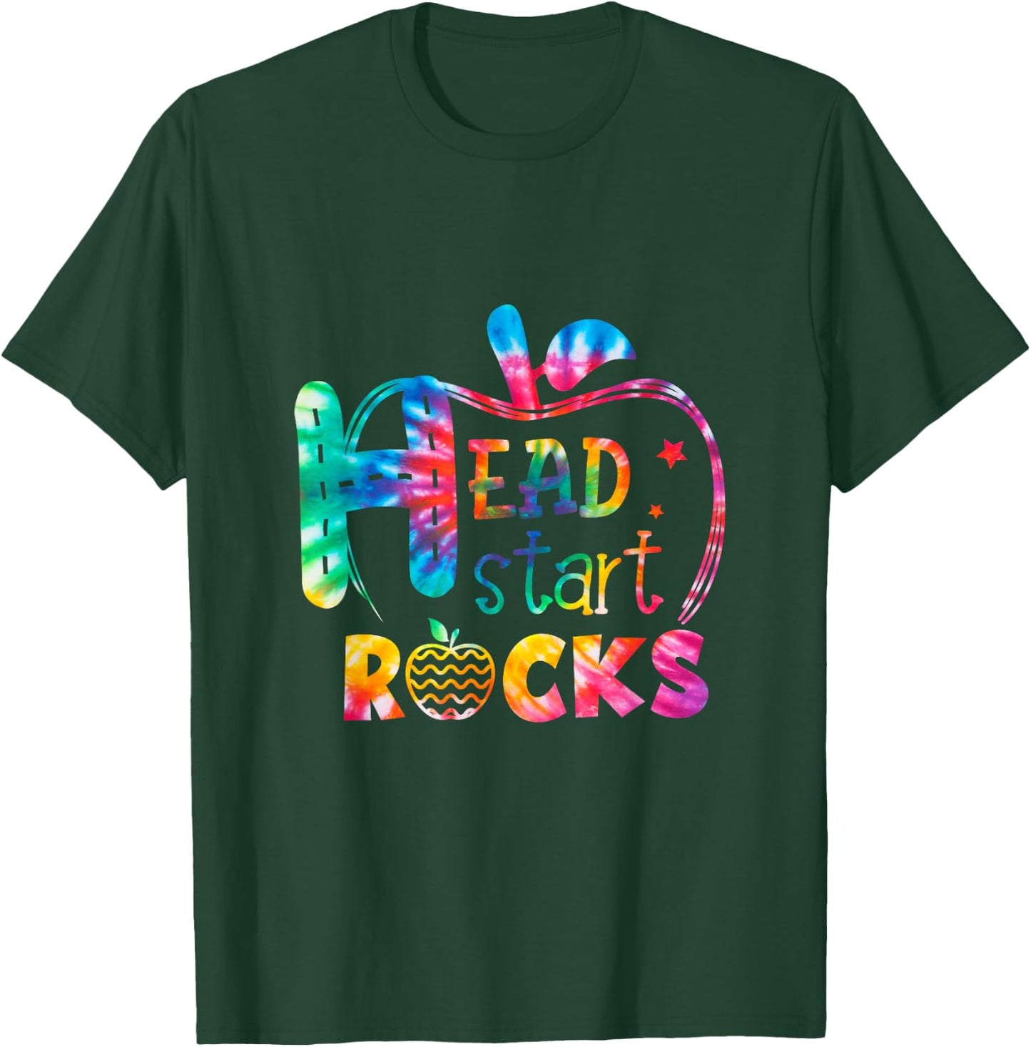 Hello Head Start Rock Tie Dye Back to School Teacher Women Kids T-Shirt - T-Shirt | Forest