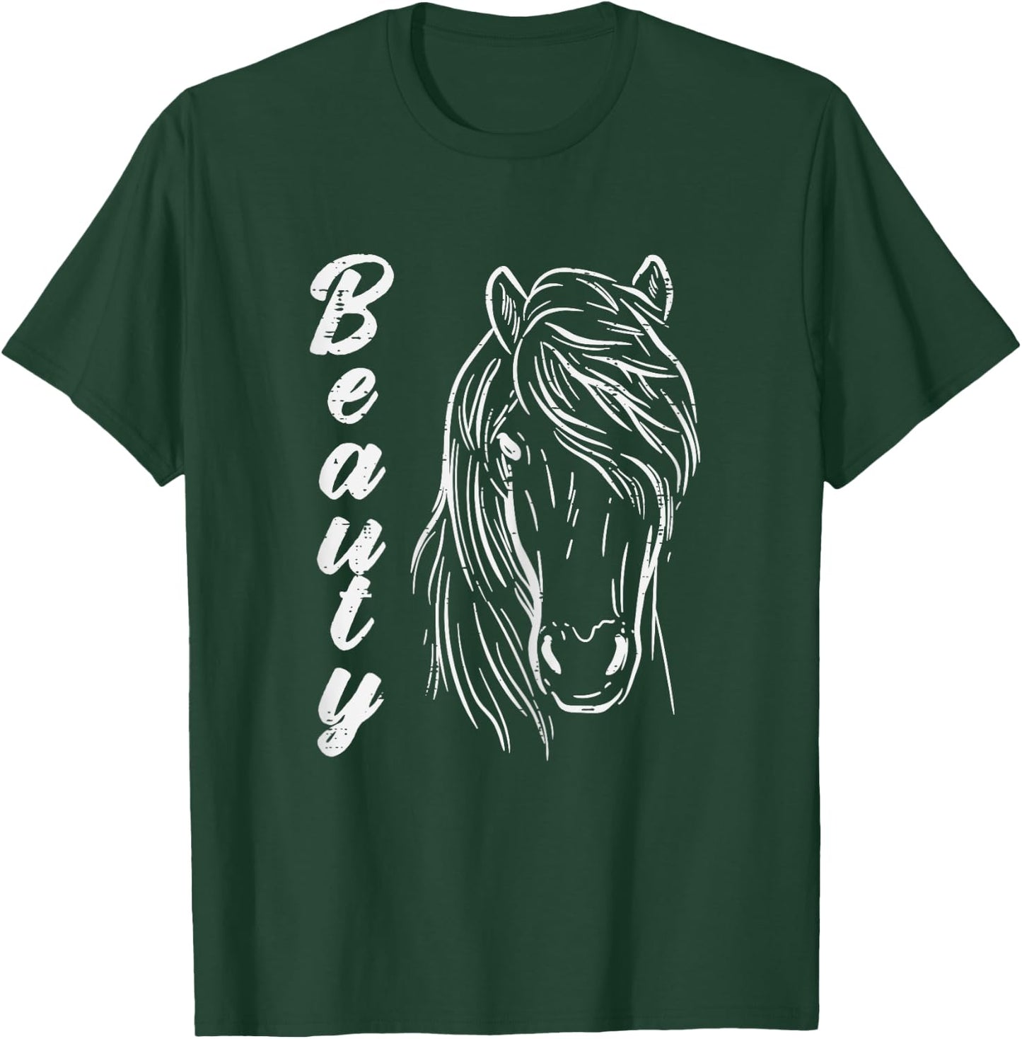 Beauty Horse Head Animal Art Equestrian Rider Girls Women T-Shirt - T-Shirt | Forest