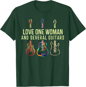 Love One Woman and Several Guitars Player Gifts Guitarist T-Shirt - T-Shirt | Forest